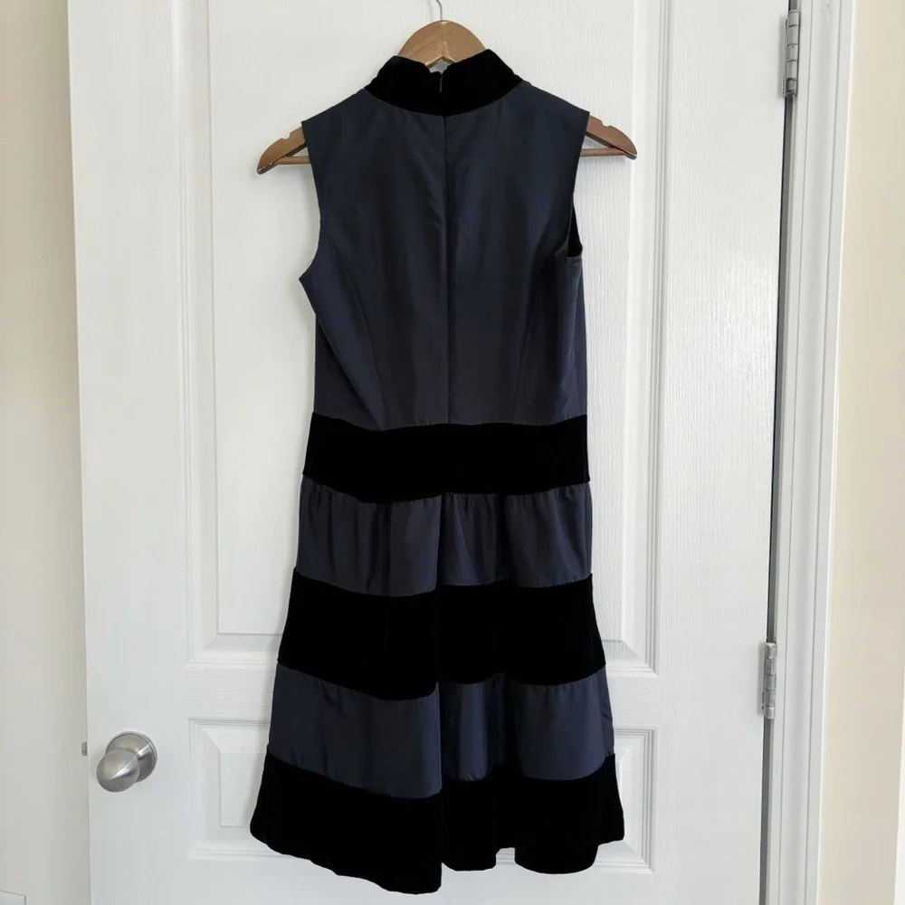 STS Sail to Sable Black Silk & Velvet Tiered Dress XS Summer Cocktails
